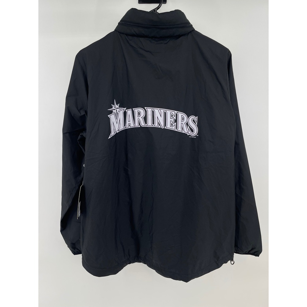 DKNY Sport MLB Seattle Mariners Windbreaker Jacket Full Zip Womens LG Black NEW - Picture 2 of 16